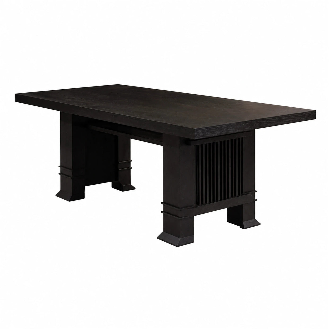 Black Wood Dining Table with Slatted Base
