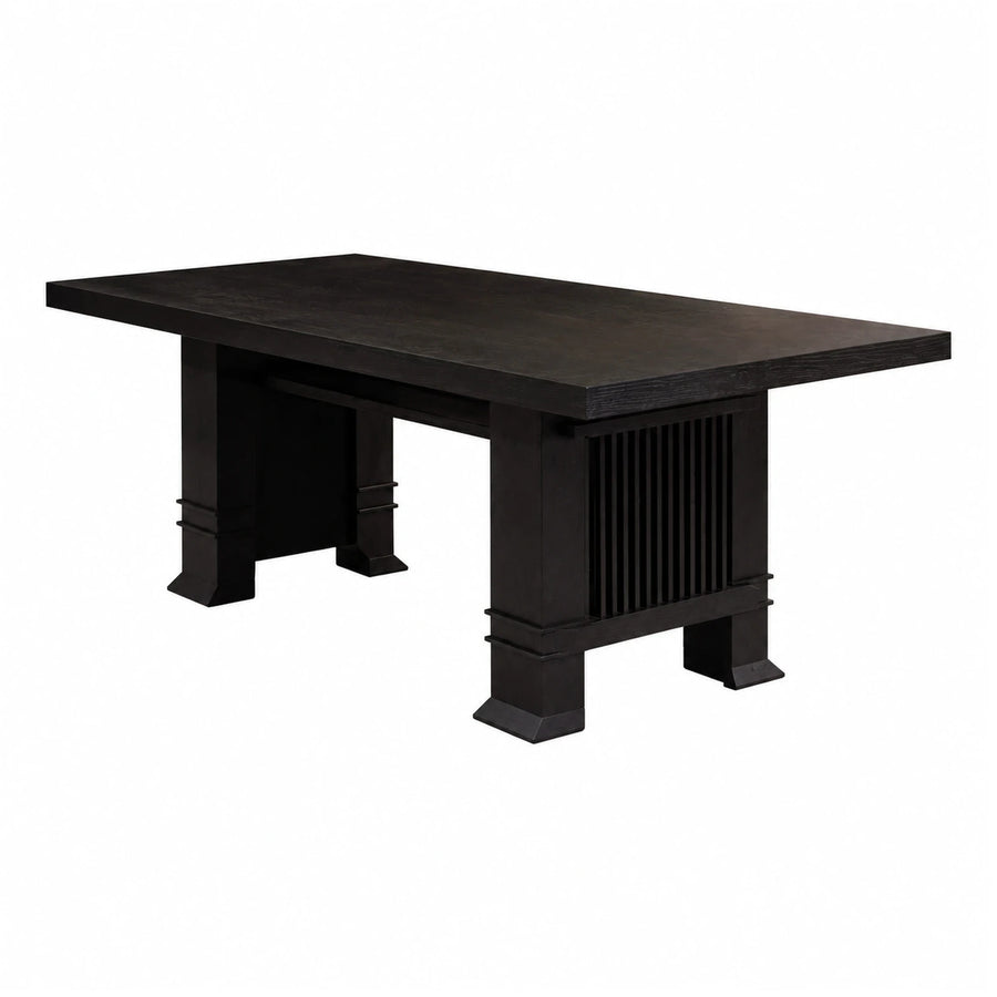 Black Wood Dining Table with Slatted Base