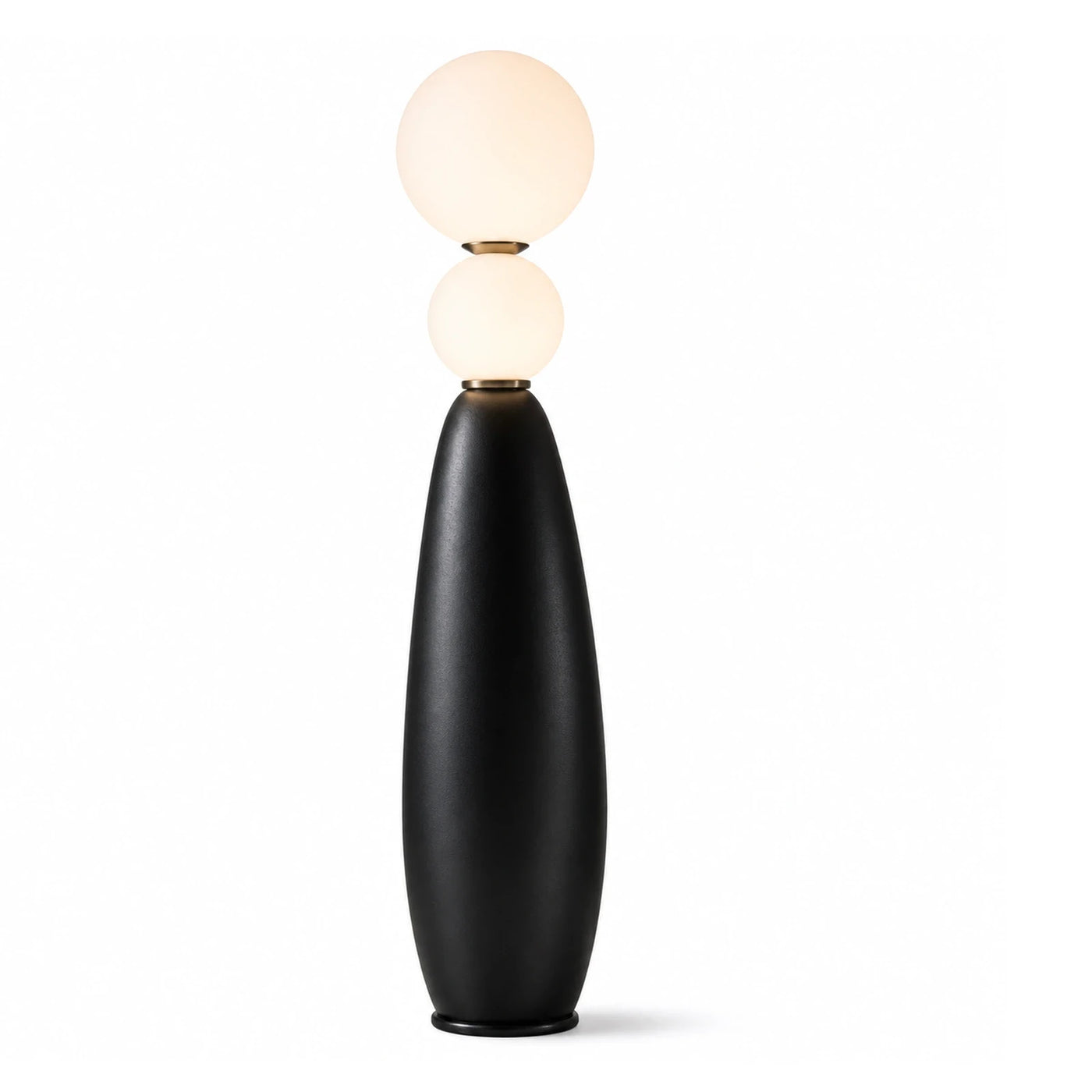 Black Ceramic Floor Lamp with Dual Globe Glass Shades