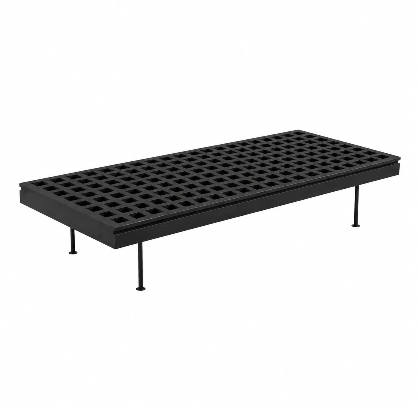 Black Metal Grid Coffee Table with Thin Legs