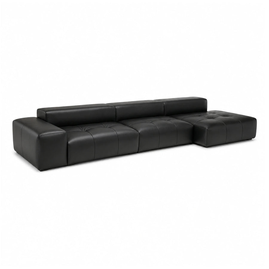 Black Leather Modular Sectional Sofa
