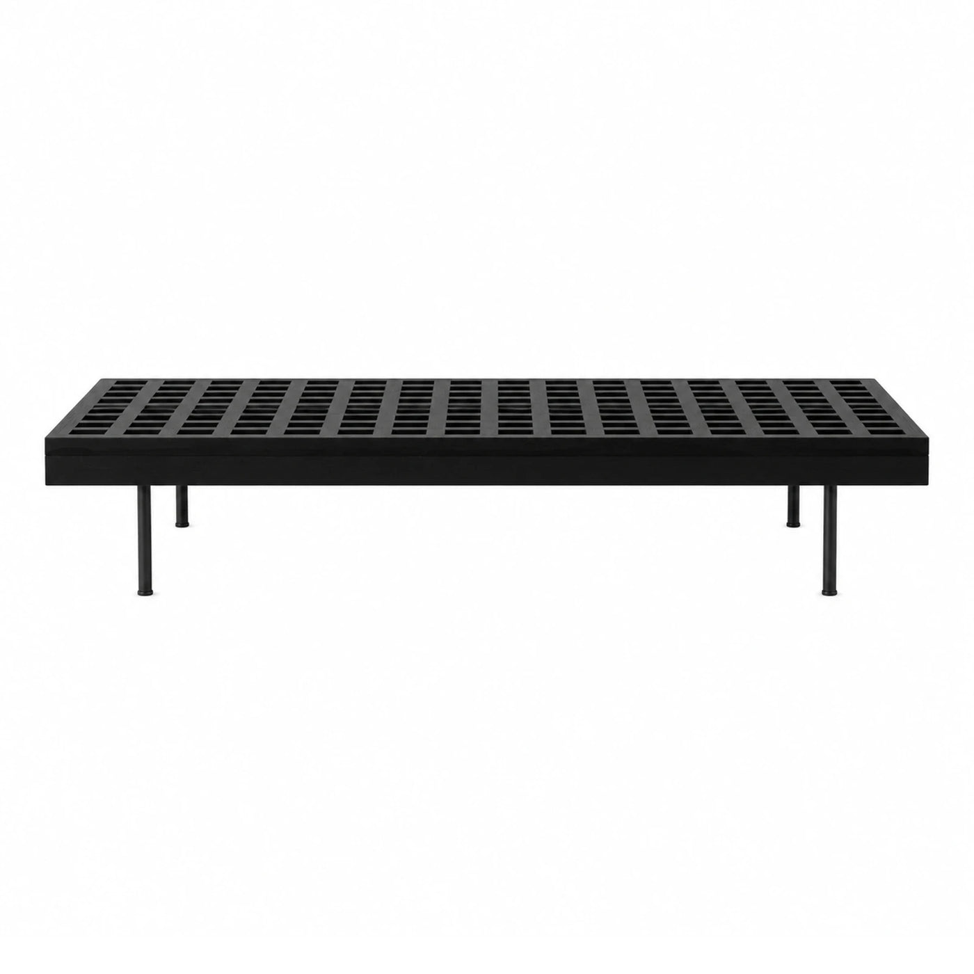 Black Metal Slatted Platform Bed Frame