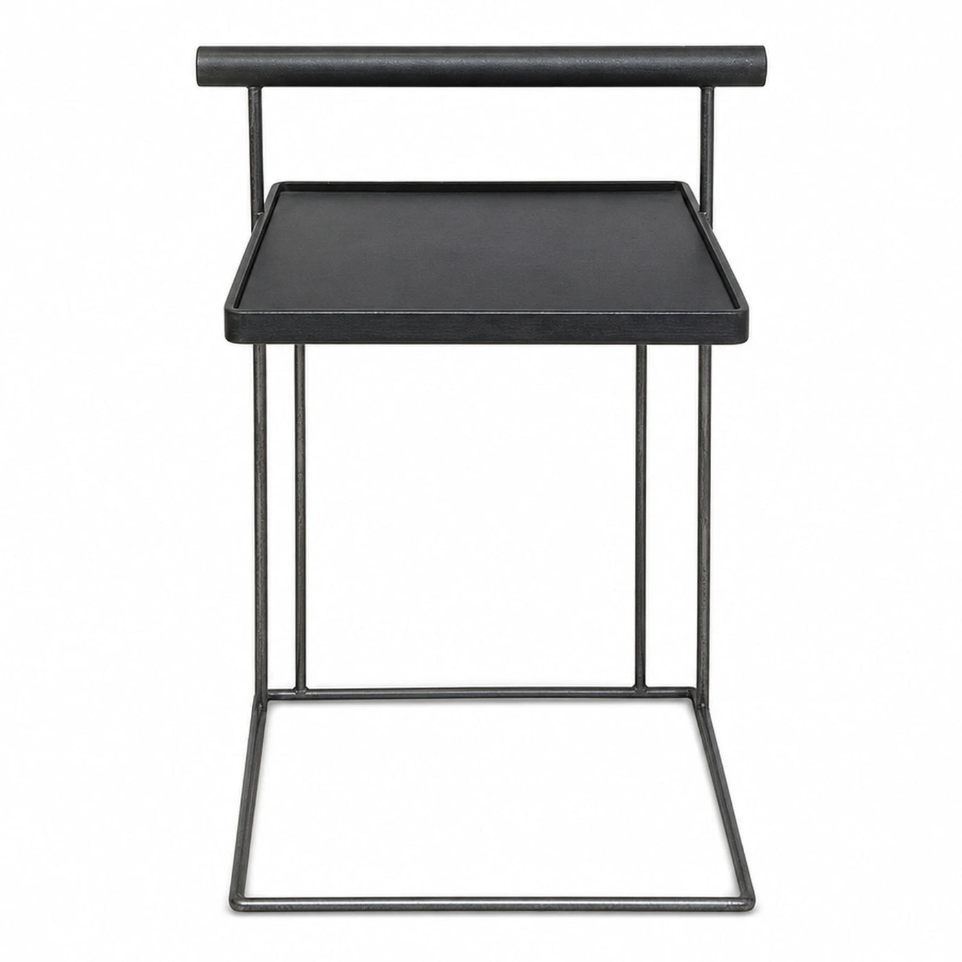 Black Metal Side Table with Handle