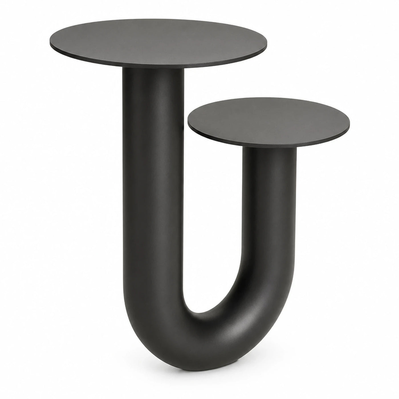 Black U-Shaped Dual Tier Side Table