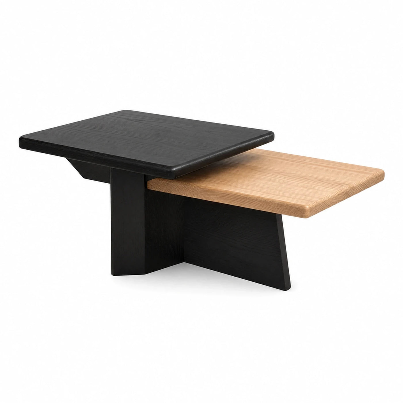 Two-Tone Wooden Coffee Table with Offset Tops