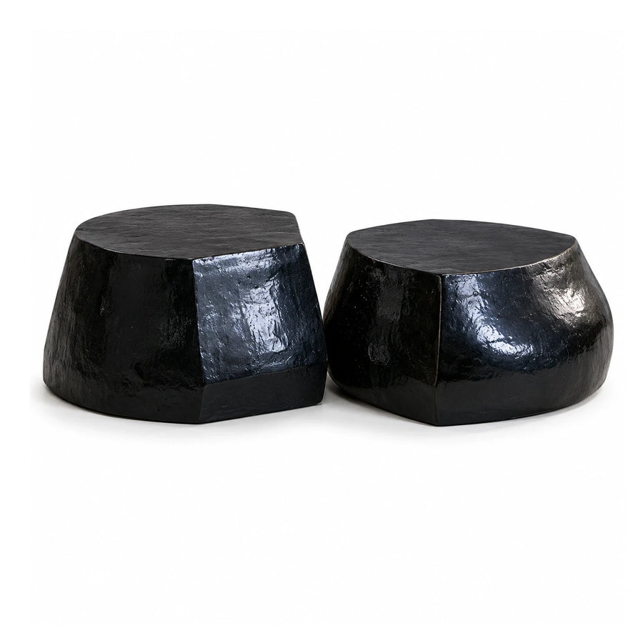 Black Geometric Stool Set