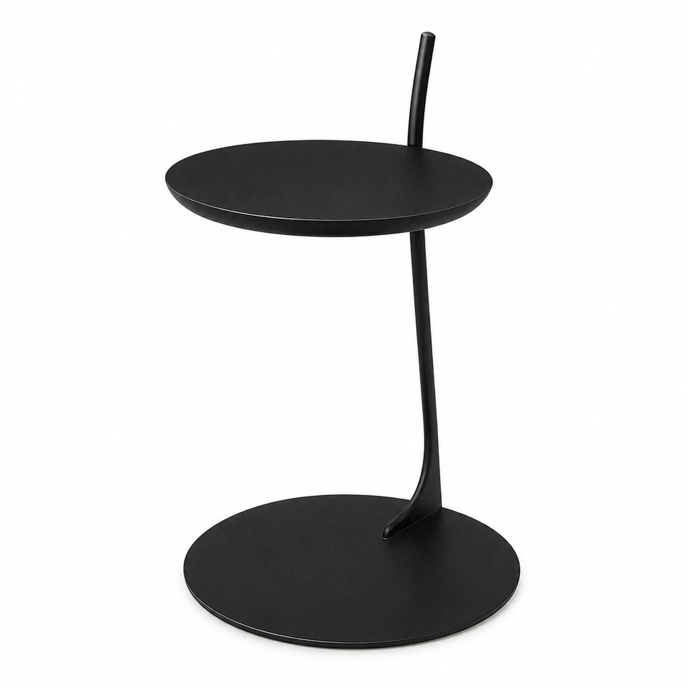Black Metal Round Side Table with Handle