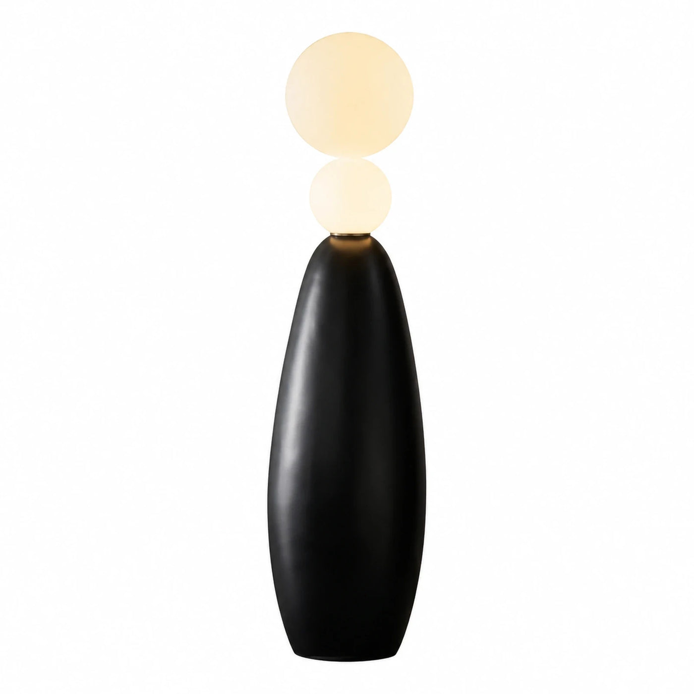 Black Sculptural Floor Lamp with Dual Glass Globes