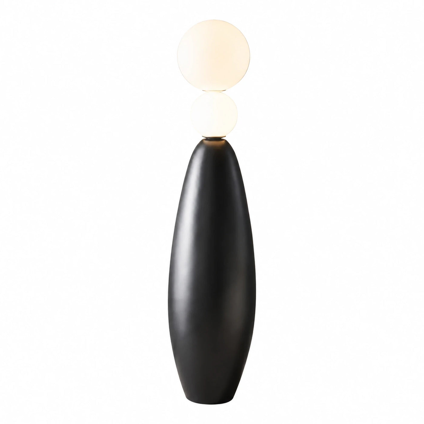 Modern Black Floor Lamp with Dual Spherical Glass Shades