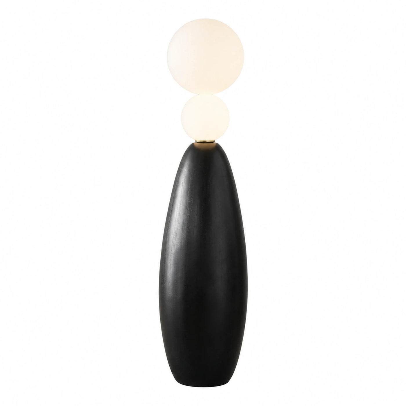 Wide Plank Black Wood Base Double Globe Floor Lamp Floor Lamps