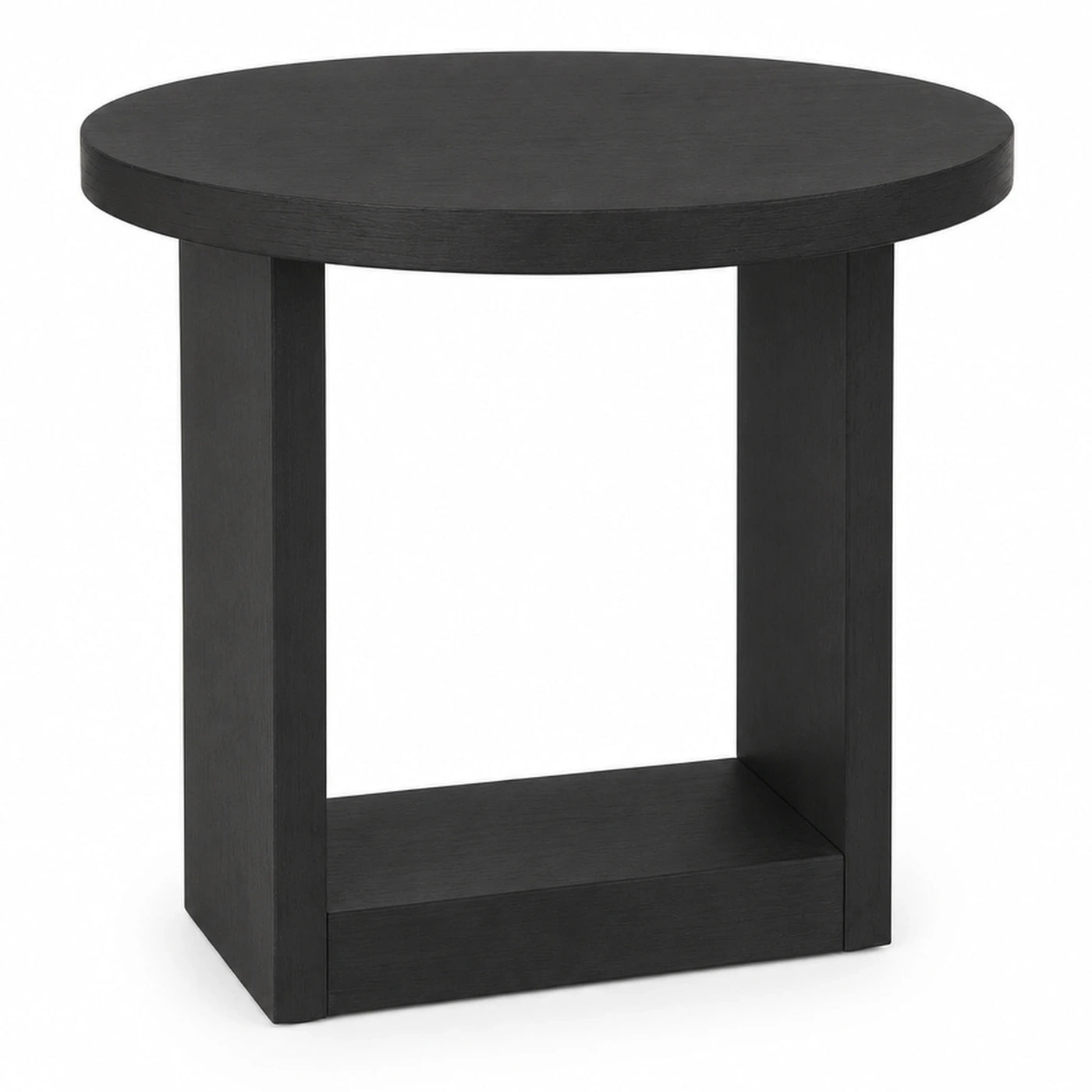 Black Round Side Table with Lower Shelf