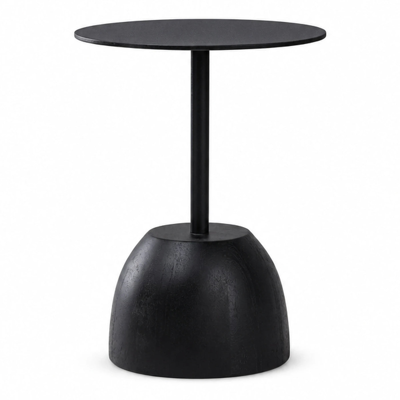 Black Round Side Table with Dome Base