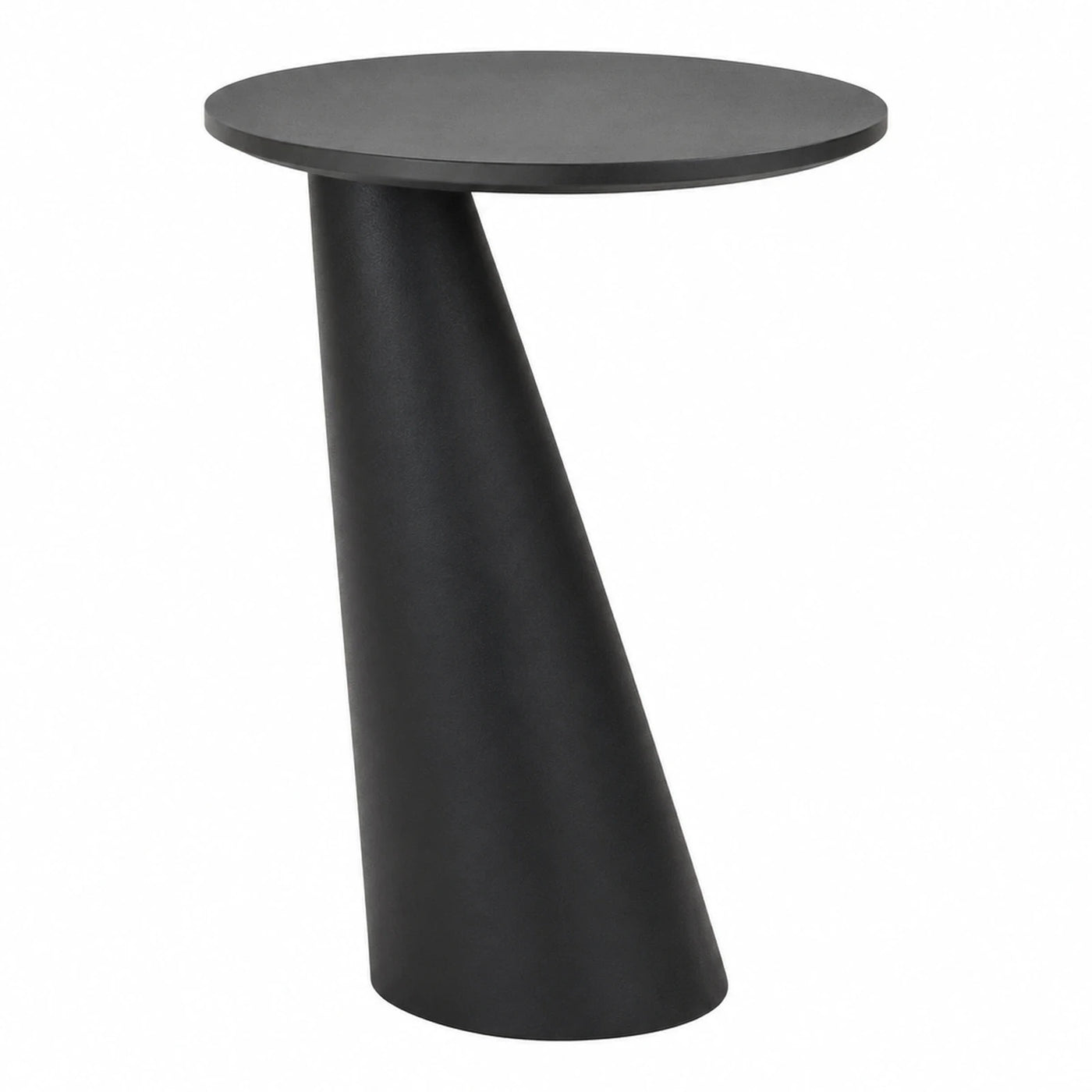Black Round Side Table with Tapered Base