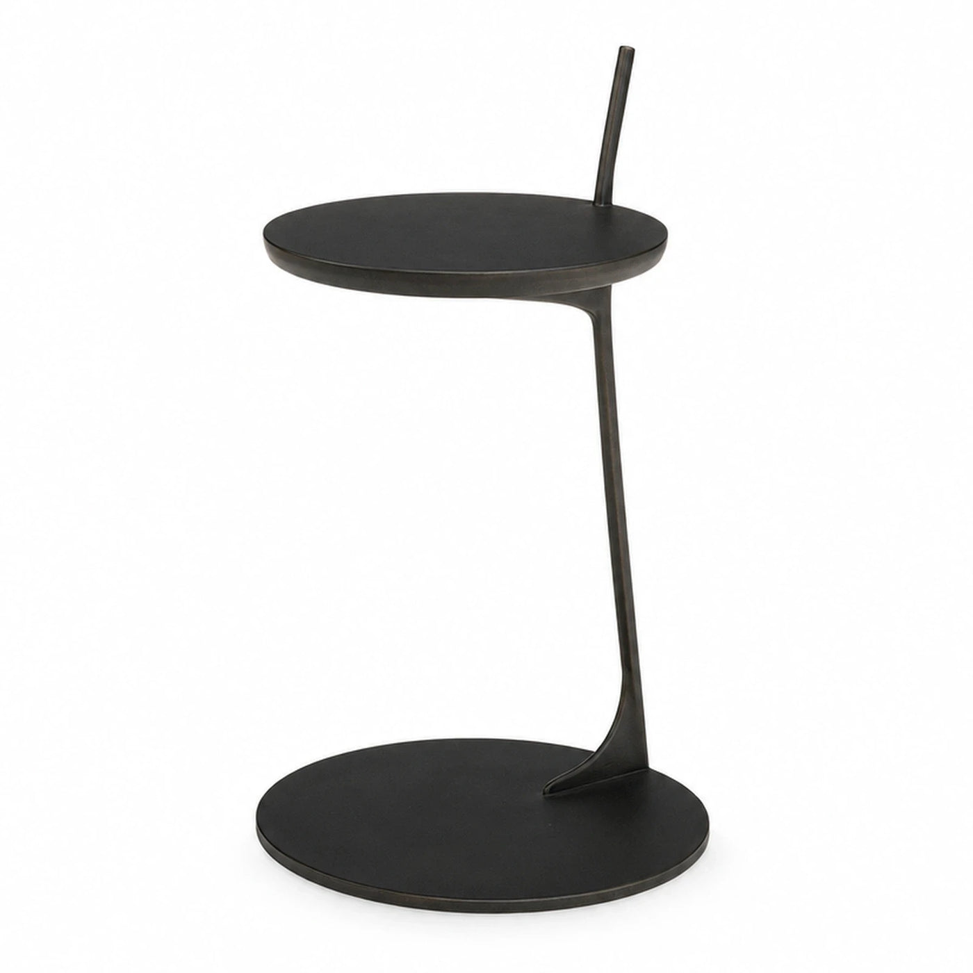 Black Metal Side Table with Curved Stem