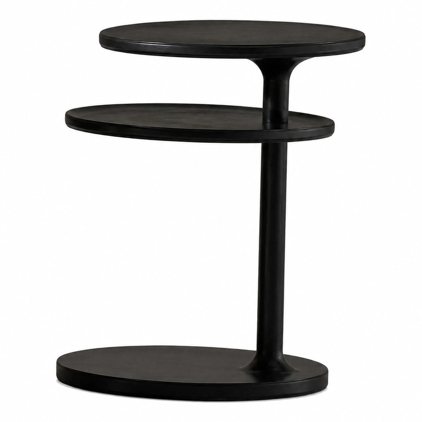 Black Two-Tier Round Side Table
