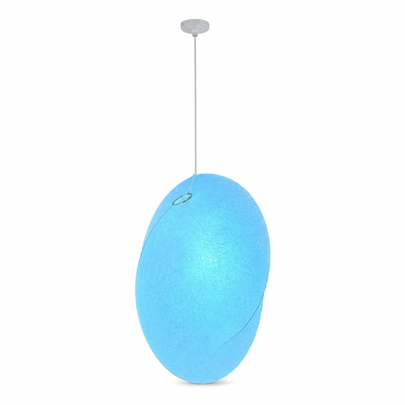 Mixed Wide Plank Blue Oval Pendant Light with Textured Shade Pendant Lights