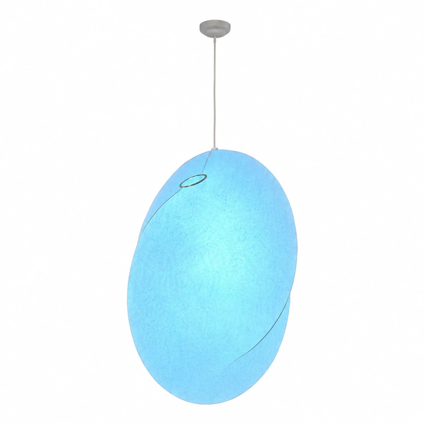 Fabric Linear Blue Oval Pendant Light with Textured Shade Pendant Lights
