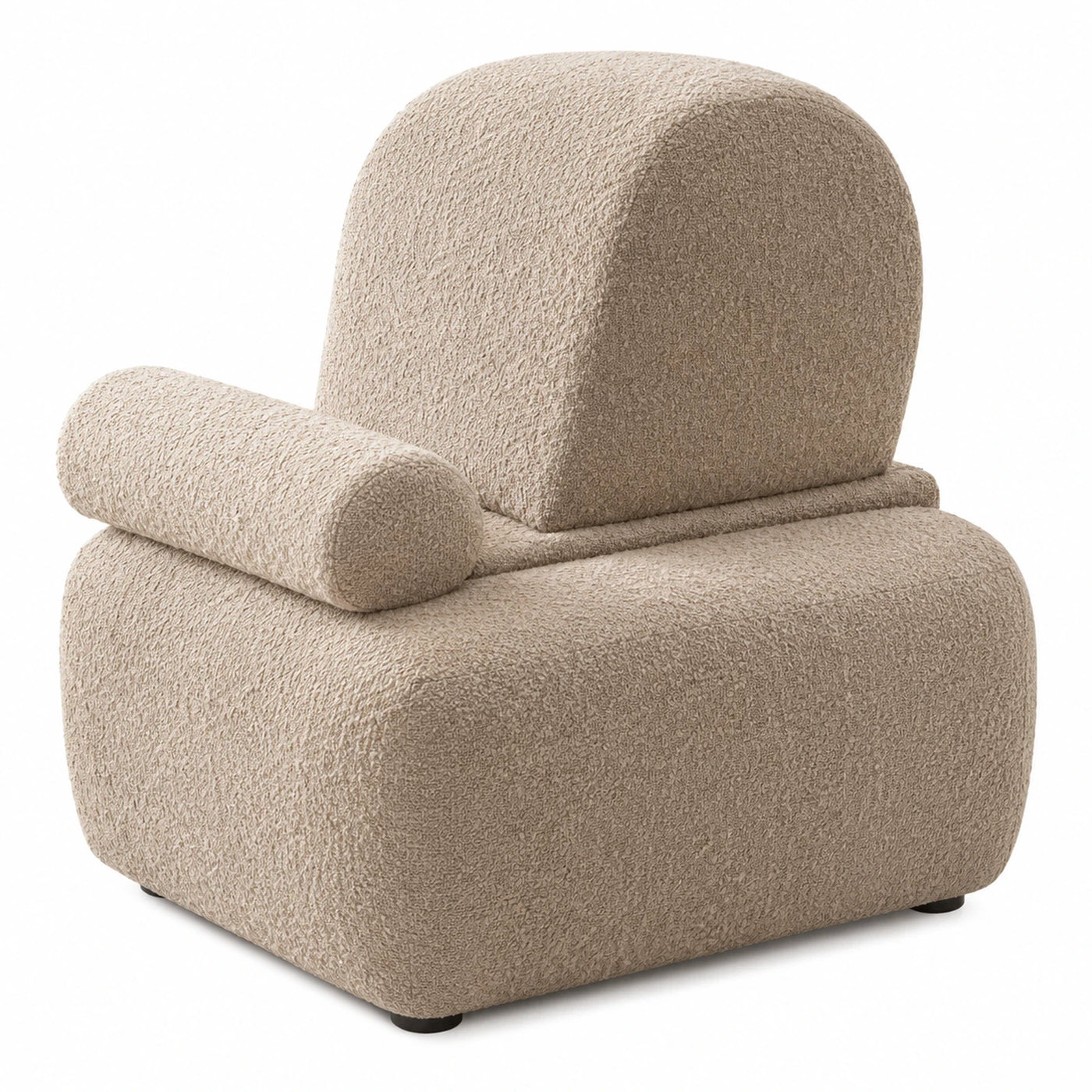 Wide Plank Beige Boucle Modular Lounge Chair