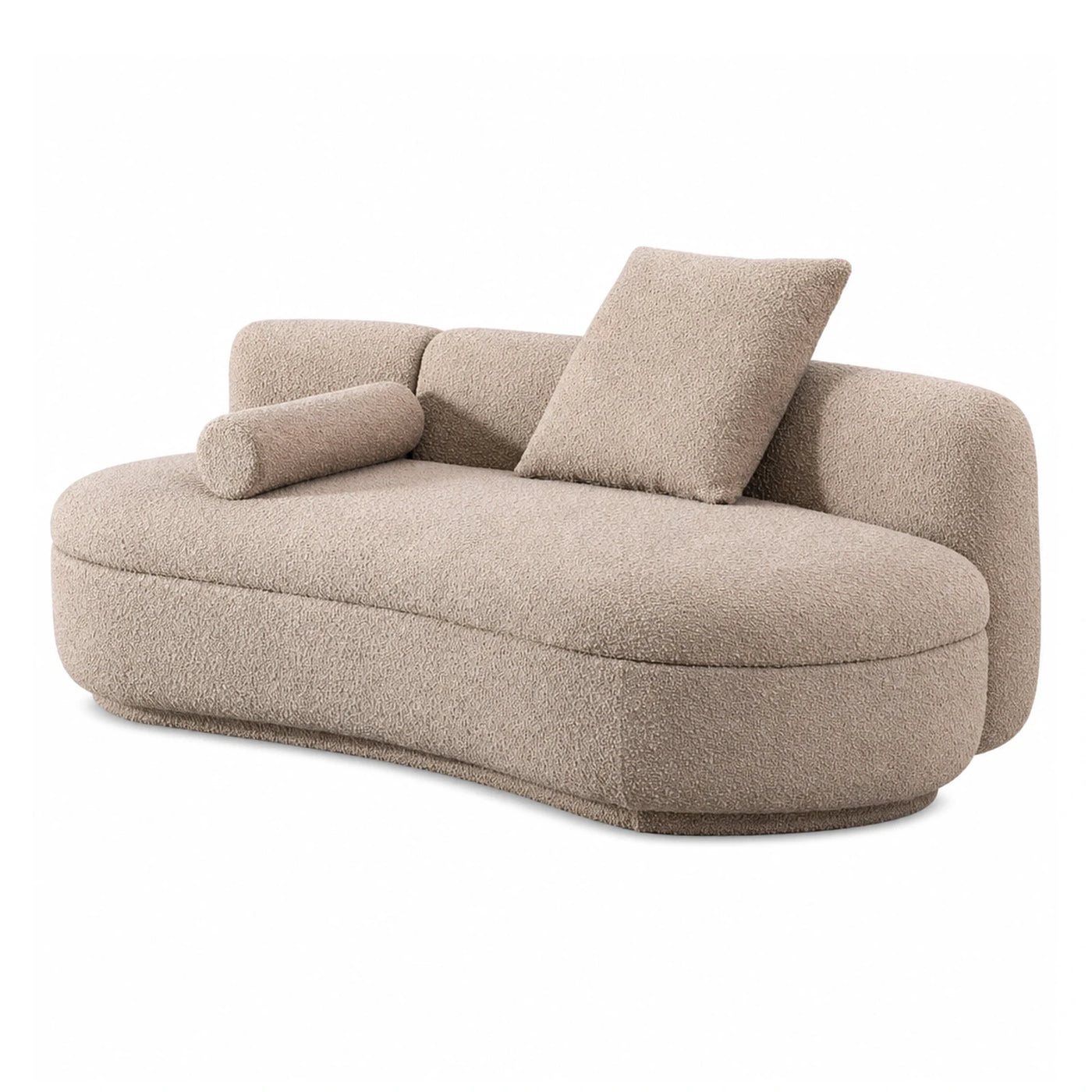 Curved Boucle Sofa with Pillows