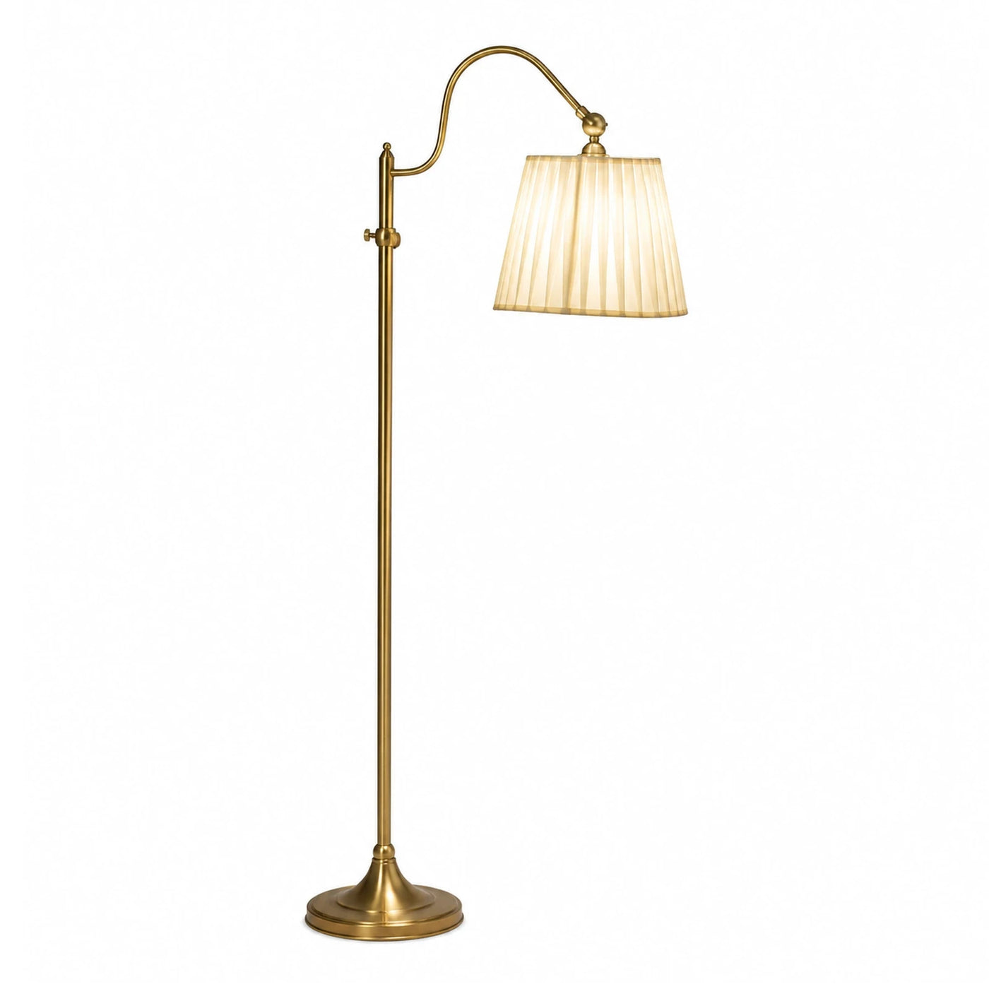 Brass Floor Lamp with Pleated Shade