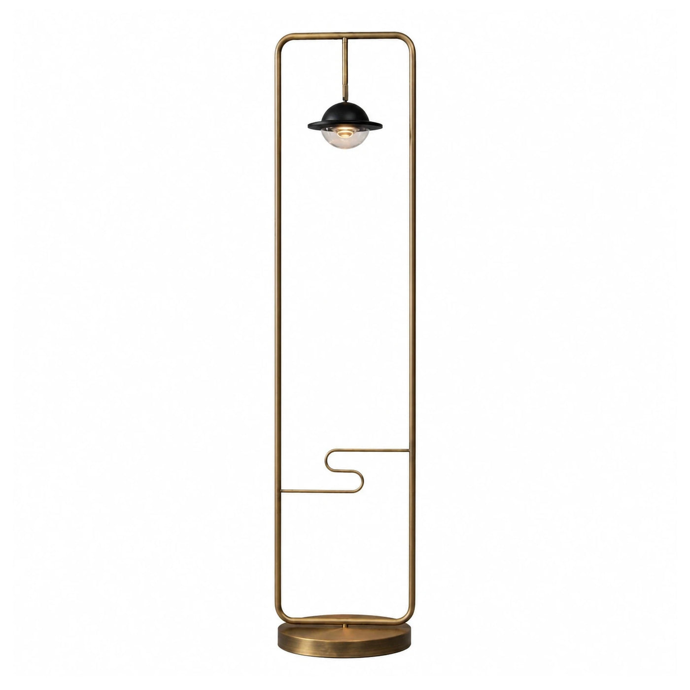 Modern Brass Floor Lamp with Black Shade