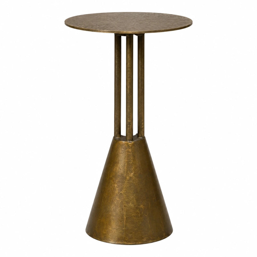 Antique Brass Round Side Table with Conical Base