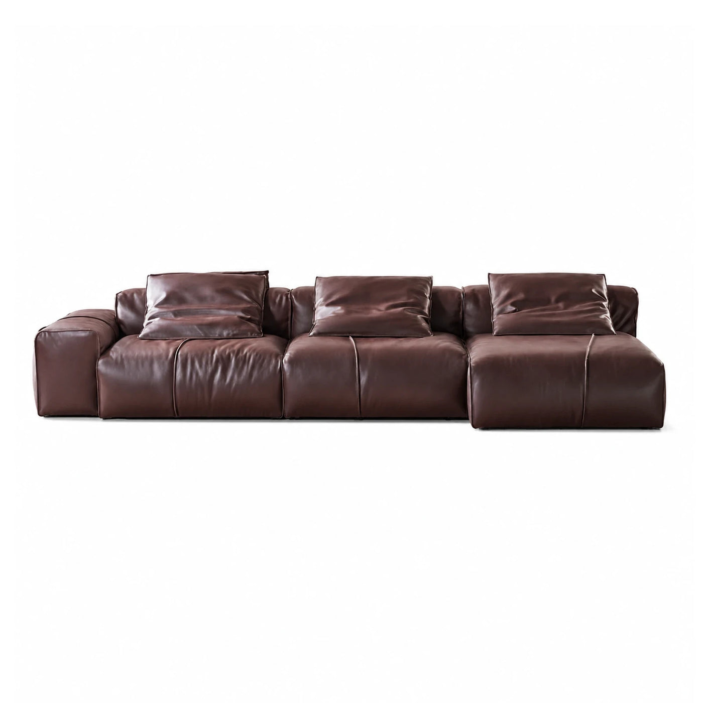 Natural Grain Brown Leather Modular Sectional Sofa Sectionals