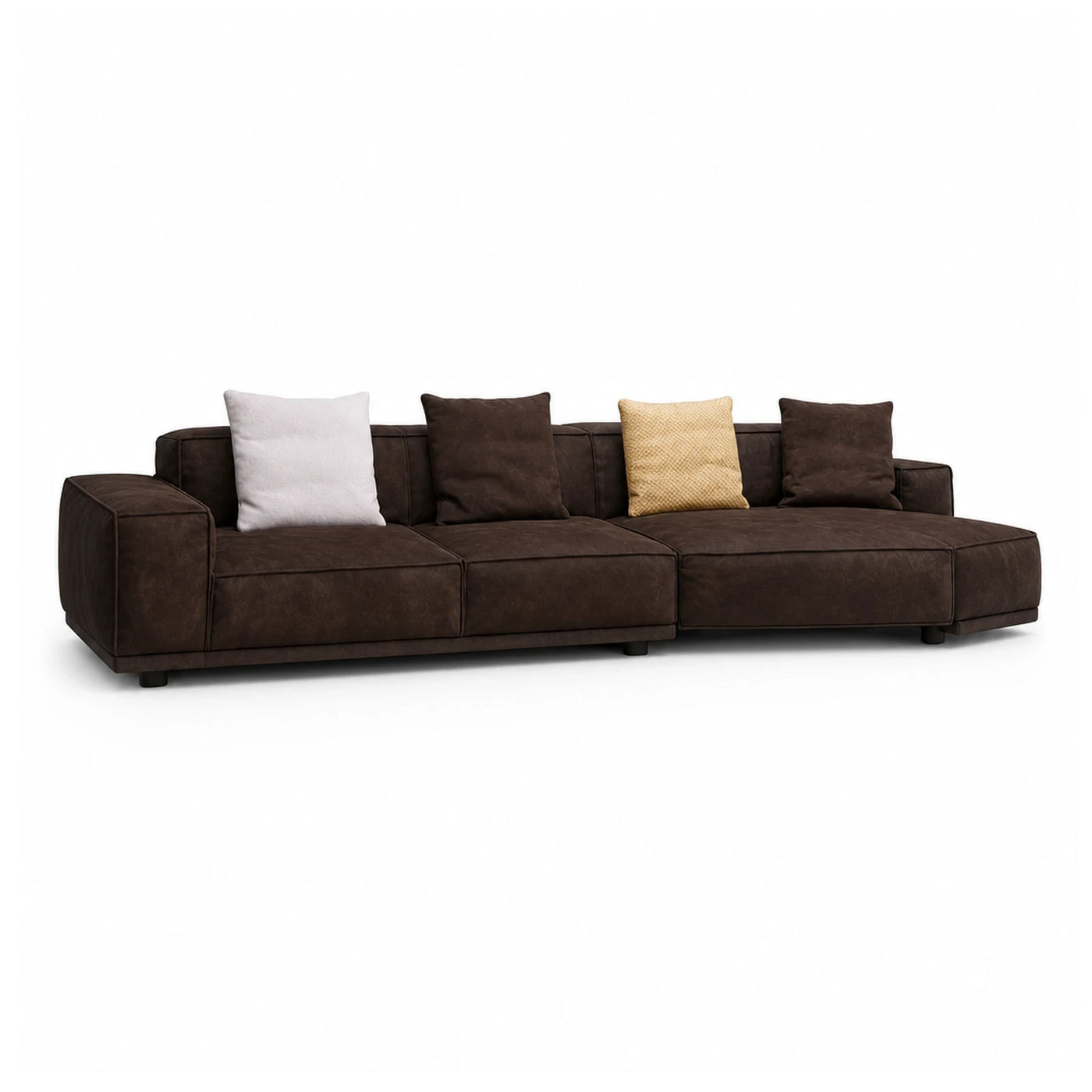 Brown Modular Sectional Sofa with Throw Pillows