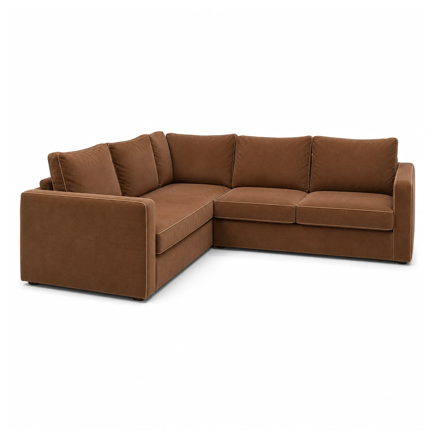 Brown Corduroy L-Shaped Sectional Sofa