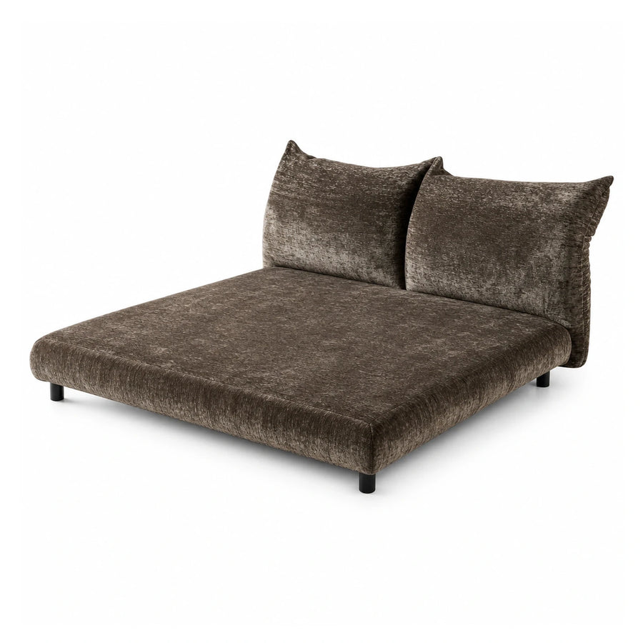 Wide Plank Brown Velvet Modular Sofa Sectional with Back Cushions Sectionals