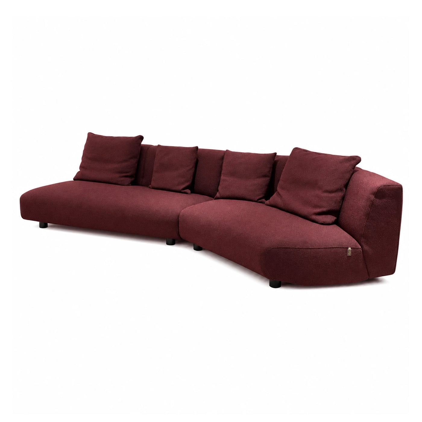 Brown Fabric Wide Plank Burgundy Modular Sectional Sofa with Cushions Sectionals