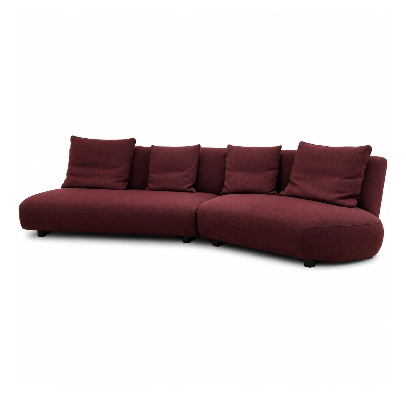 Mixed Fabric Natural Grain Burgundy Modular Sectional Sofa with Cushions Sectionals