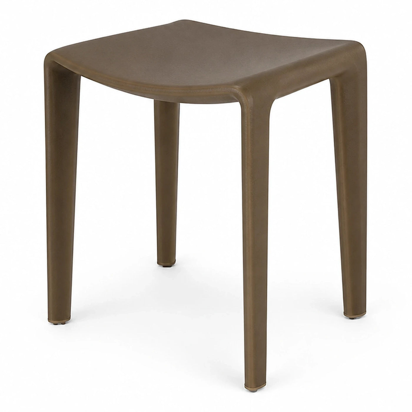 Brown Square Plastic Stool with Tapered Legs