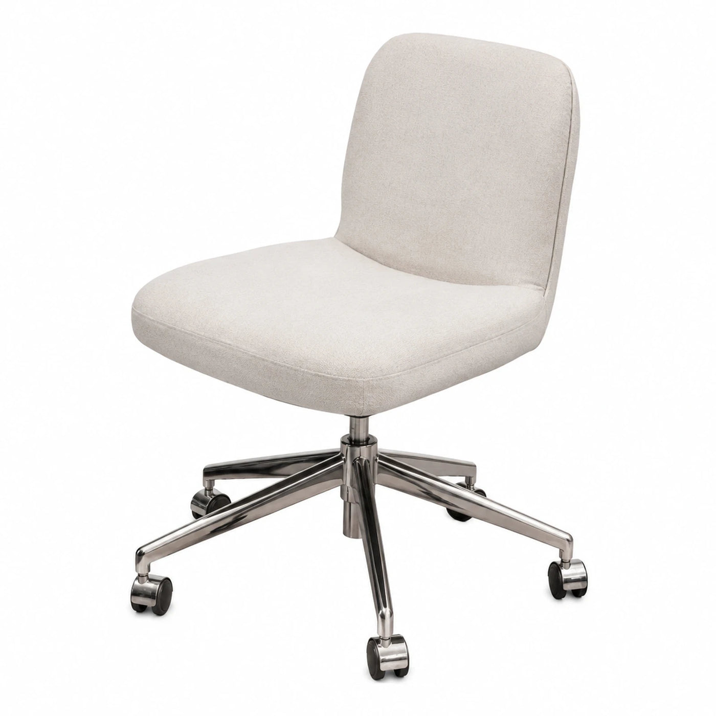 Cream Fabric Swivel Office Chair with Chrome Base