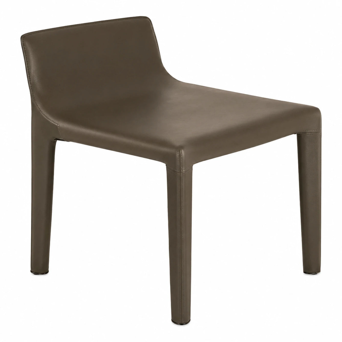 Brown Leather Dining Chair with Low Back