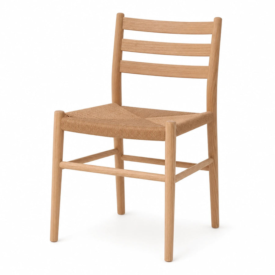 Light Wood Dining Chair with Woven Seat
