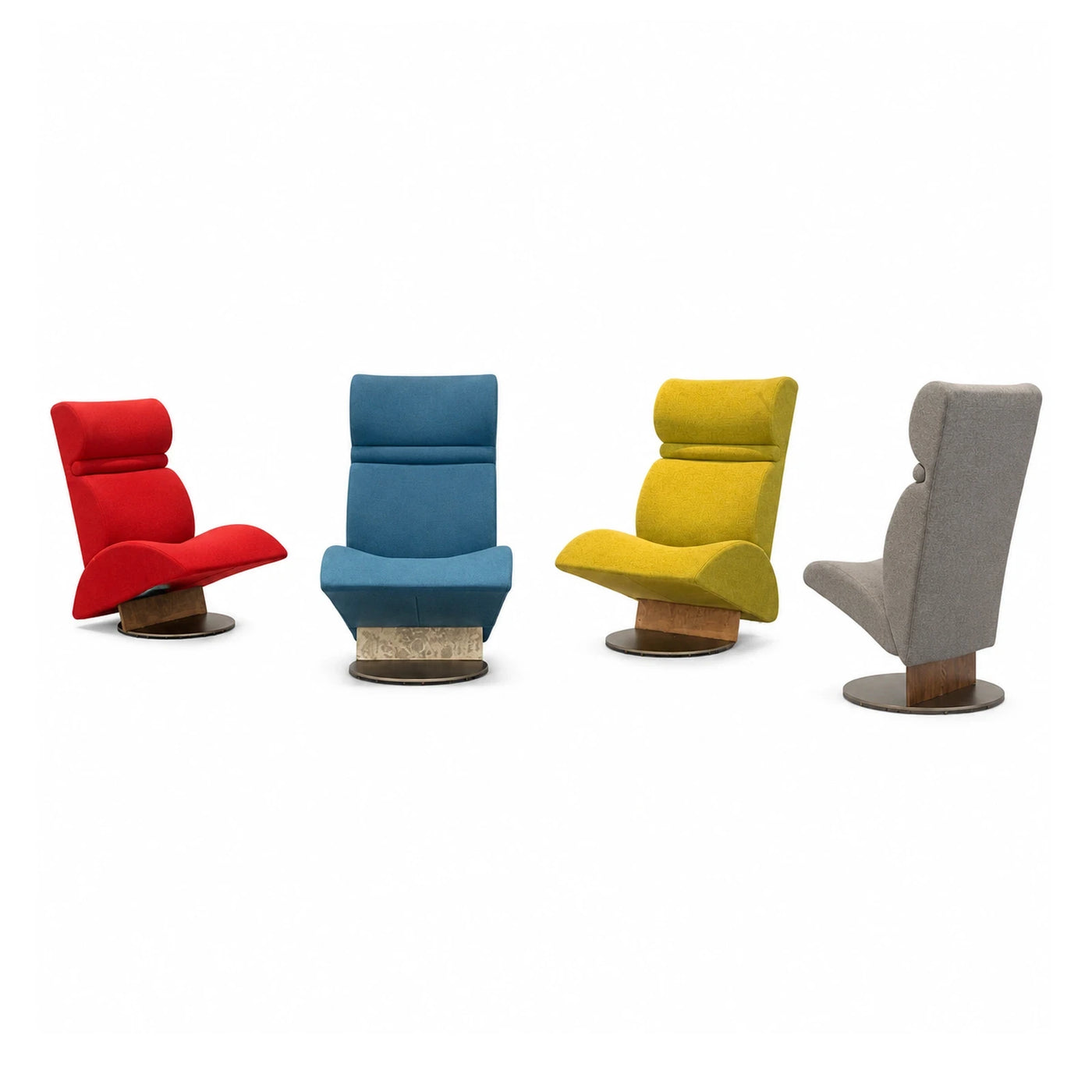 Modern Swivel Lounge Chair with Wooden Base