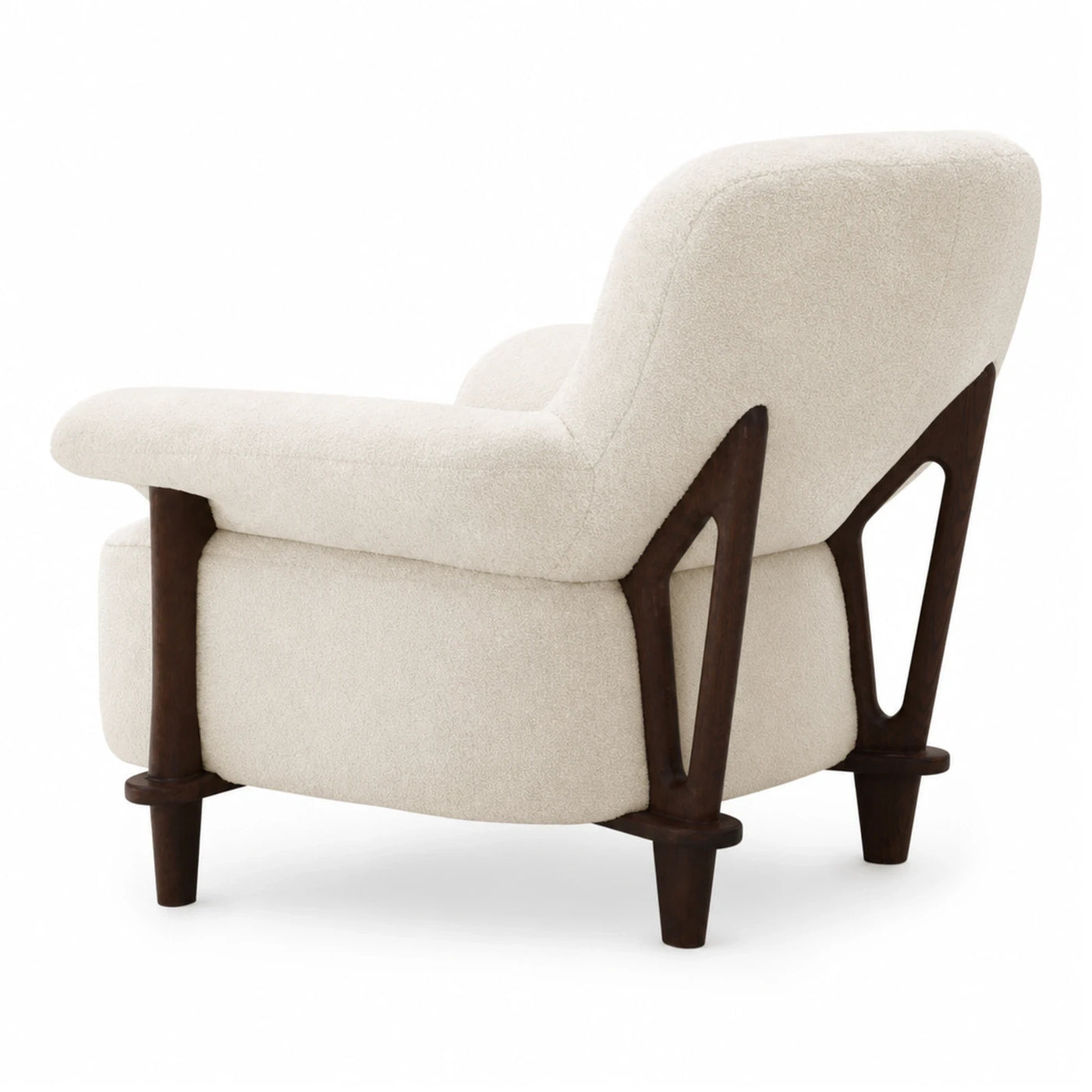 Natural Grain Cream Boucle Armchair with Dark Wood Frame