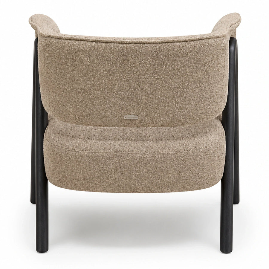 Beige Boucle Armchair with Dark Wood Legs