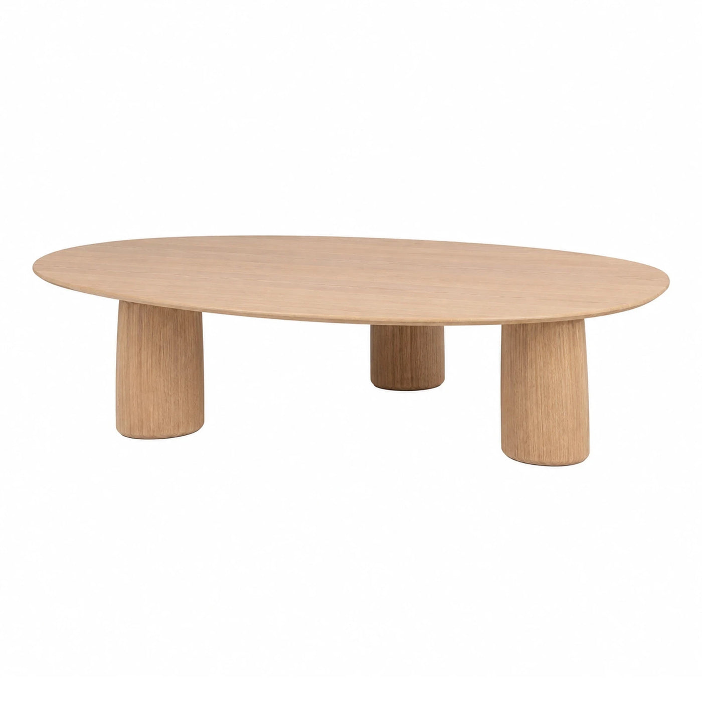 Natural Grain Oval Wooden Coffee Table with Cylindrical Legs Coffee Tables & End Tables