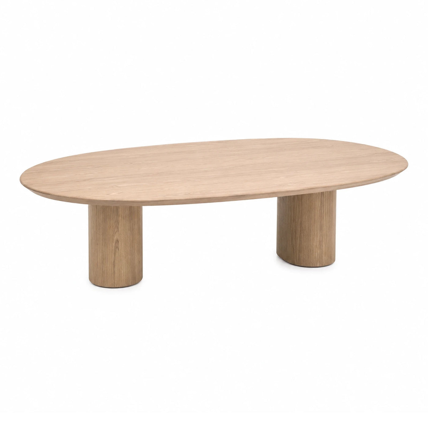 Linear Oval Wooden Coffee Table with Cylindrical Legs Coffee Tables & End Tables