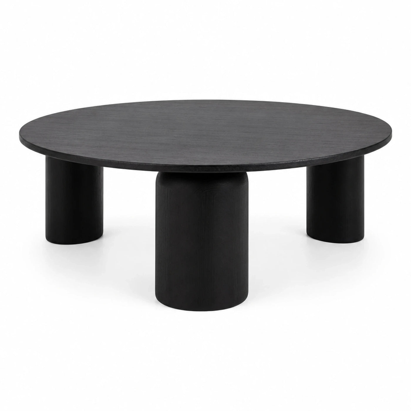 Black Round Coffee Table with Cylindrical Legs