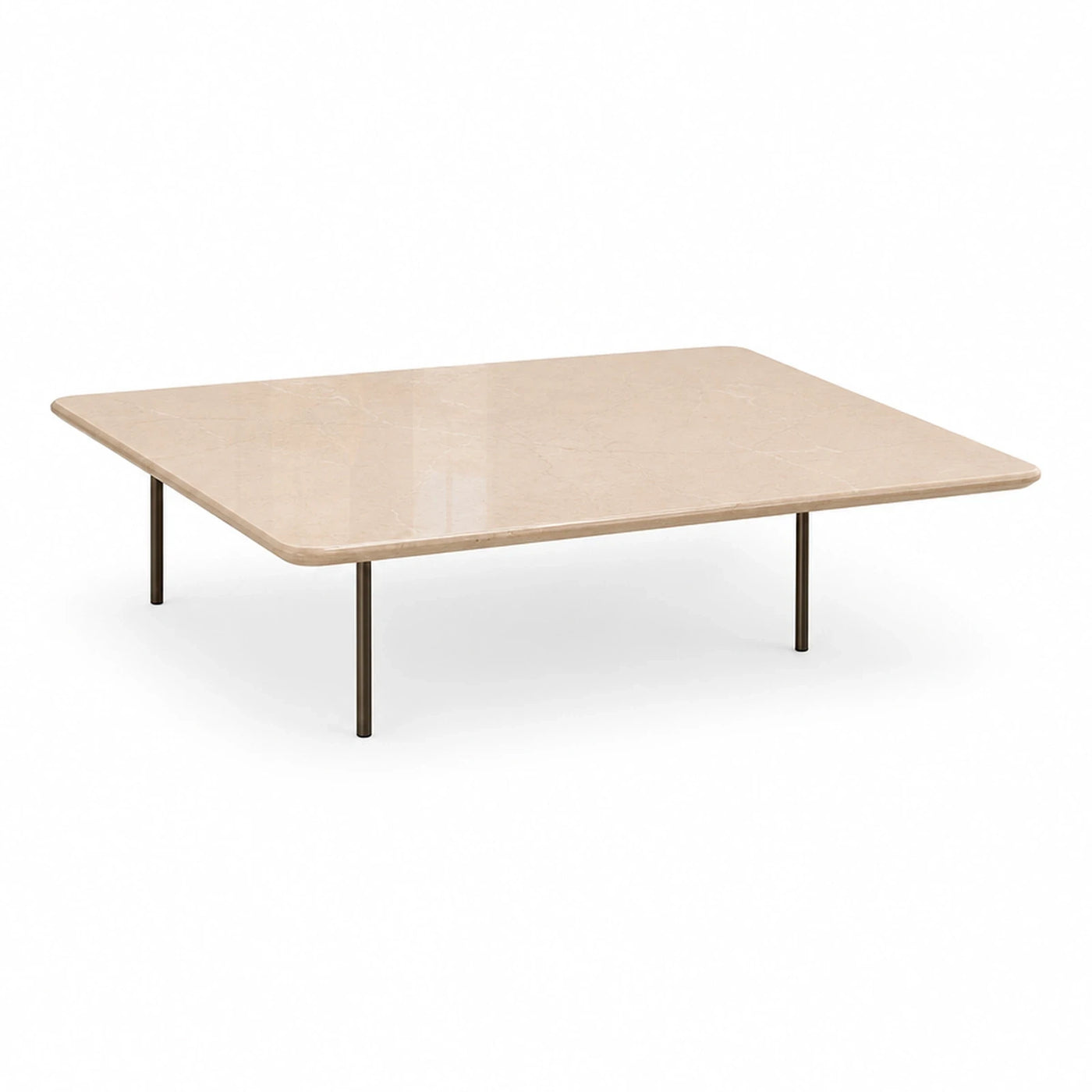 Beige Marble Top Coffee Table with Metal Legs