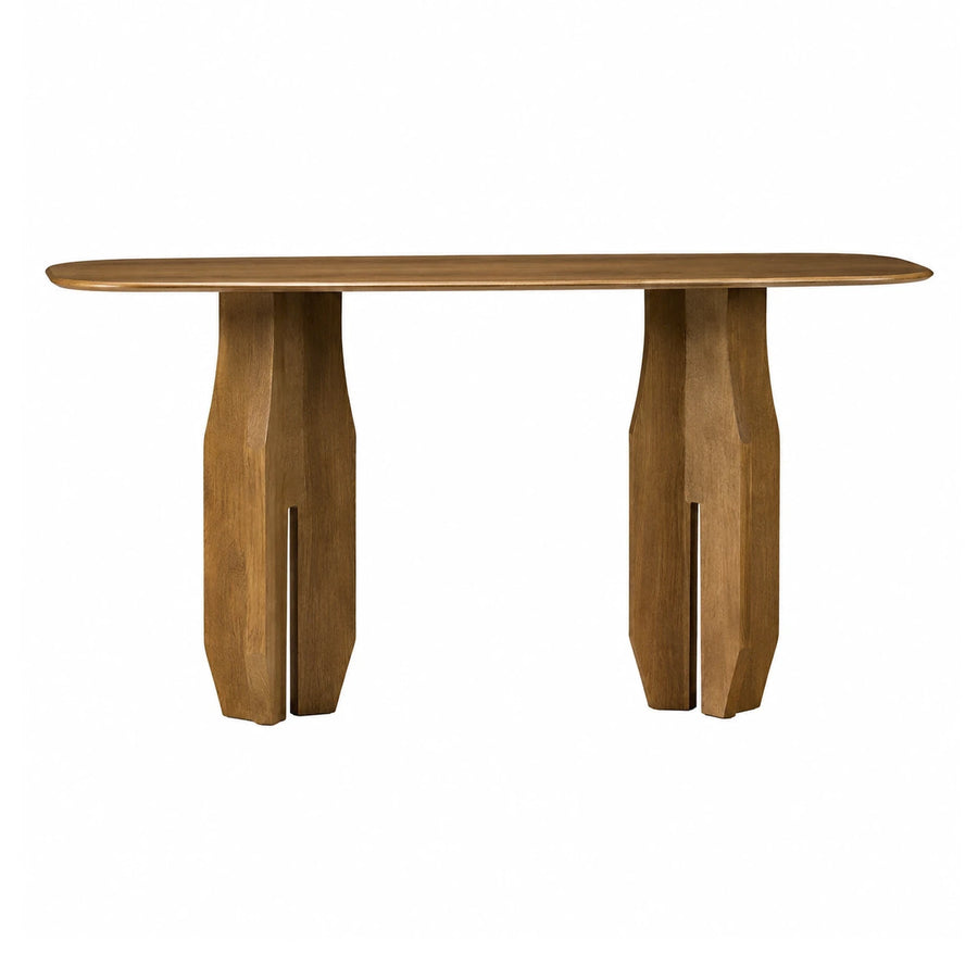 Solid Wood Oval Dining Table with Sculptural Legs