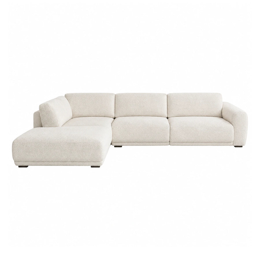 Cream Boucle L-Shaped Sectional Sofa