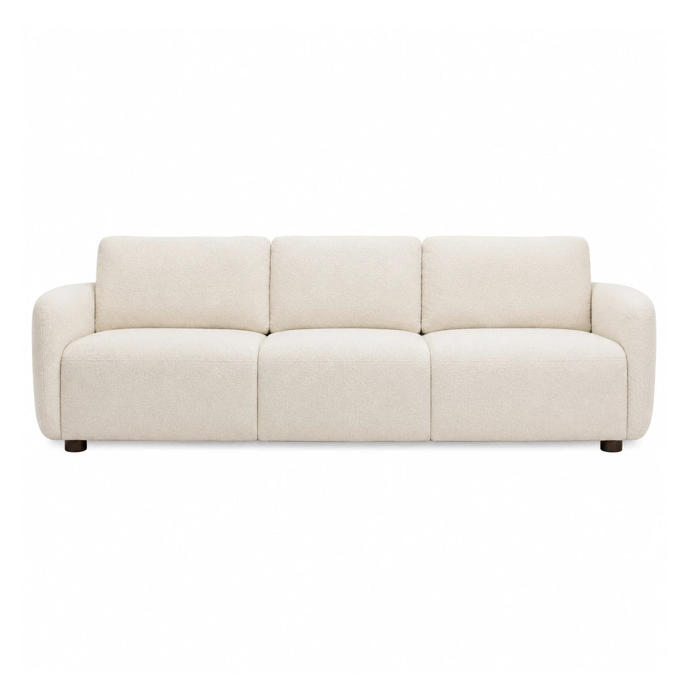 Cream Boucle Three-Seat Sofa with Rounded Arms