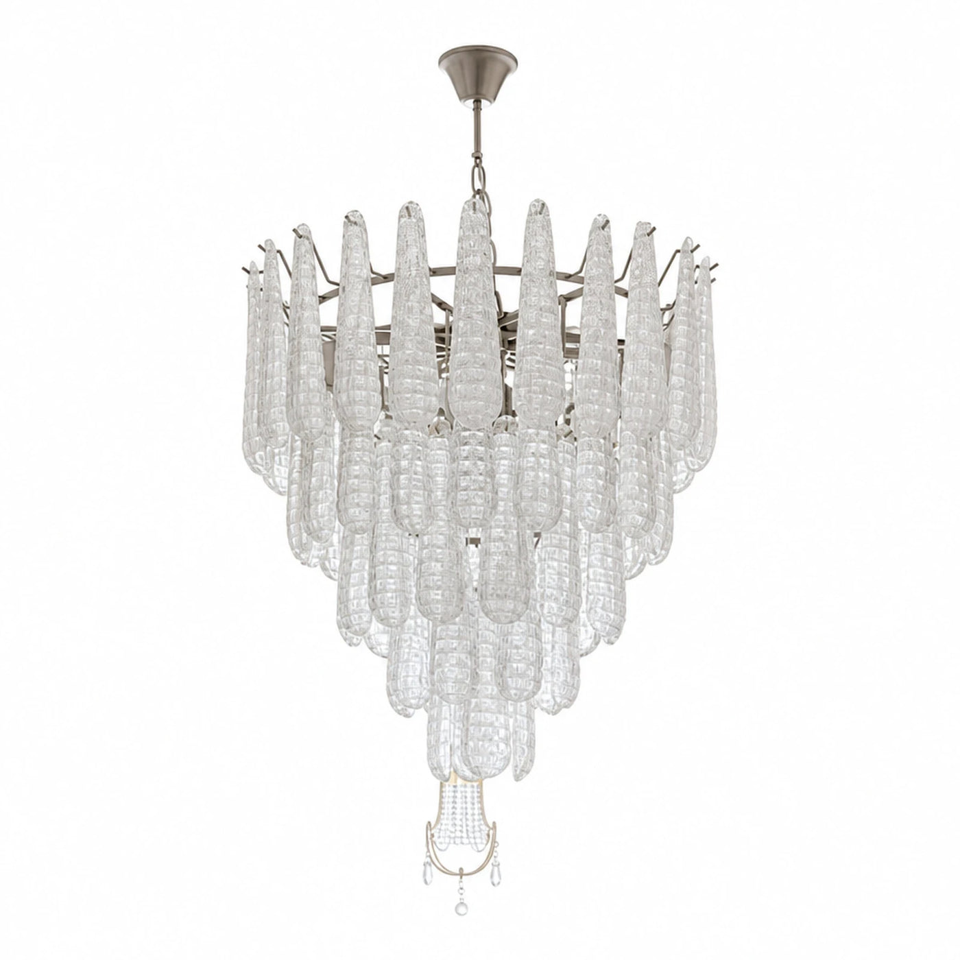 Tiered Glass Chandelier with Textured Pendants