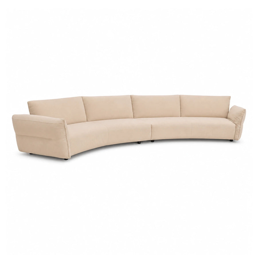 Linear Curved Beige Fabric Sectional Sofa Sectionals