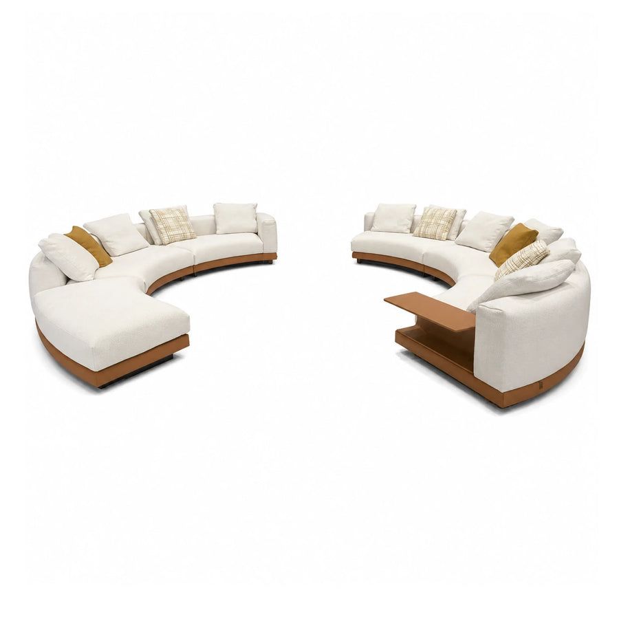 Curved Modular Sectional Sofa with Wood Base