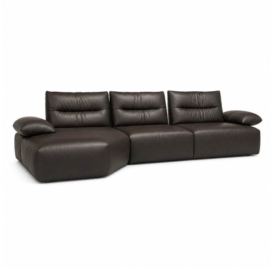 Dark Brown Leather Modular Sectional Sofa